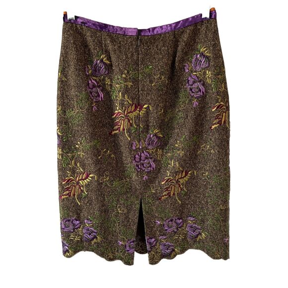 Etcetera Womens Wool Blend Scallop Hem Skirt Size 4 Embroidered Pencil - Picture 2 of 8